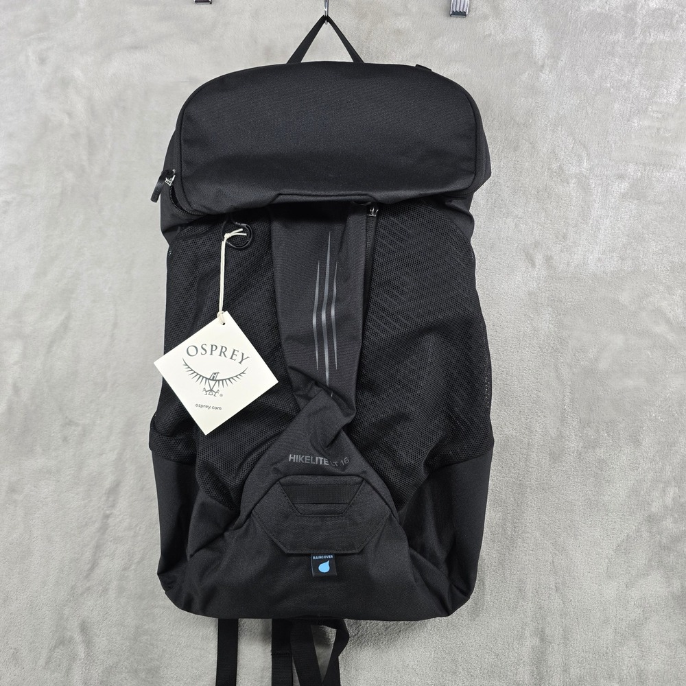 Osprey Hikelite LT 16 Backpack Unisex OS Black Hiking Daypack with Raincover